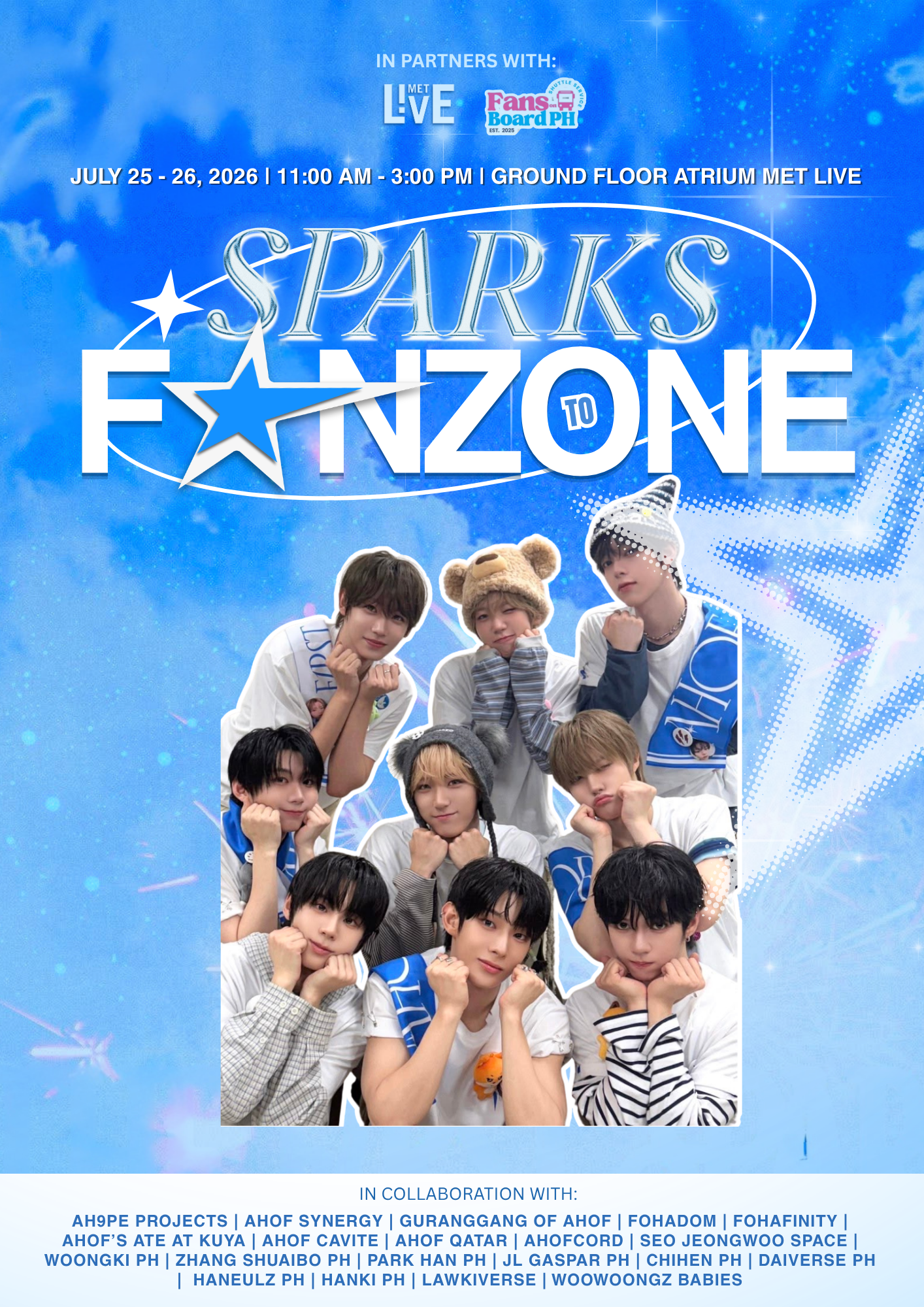 SPARKS Fanzone official event poster featuring AHOF and participating fanbases